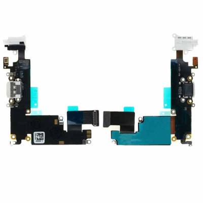 Шлейф коннектора зарядки для iPhone 6 Plus, с коннекторм наушников, с микрофоном (белый)