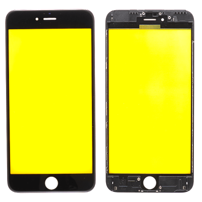 Стекло экрана под переклейку для Apple iPhone 6s Plus, с рамкой и сеткой динамика, (5,5") (черное)