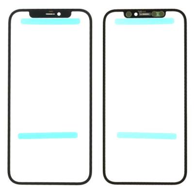 Стекло дисплея для iPhone 12/12 Pro, с сеткой динамика (без OCA пленки, черное)
