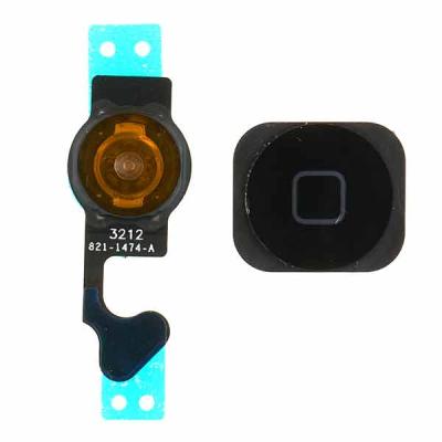 Шлейф кнопки HOME Apple iPhone 5, с пластиком (черный)