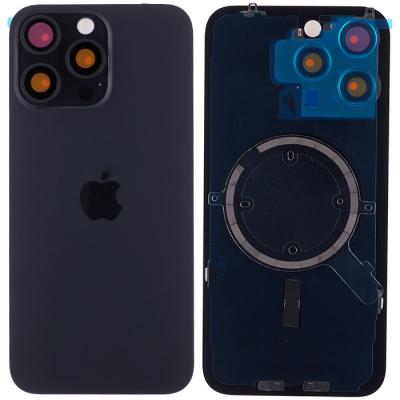Задняя крышка для iPhone 15 Pro Max, с стеклом камеры и магнитом (Black Titanium)