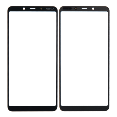 Стекло дисплея для Nokia 3.1 Plus TA-1104, с OCA пленкой (черное)