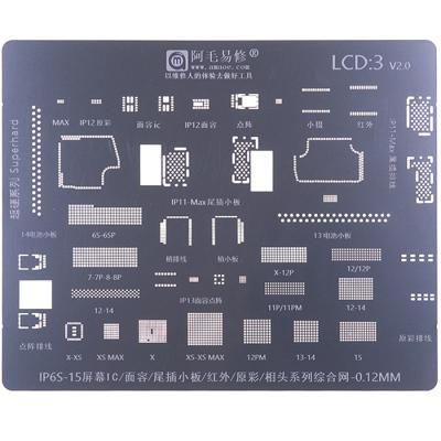 BGA трафарет Amaoe iPhone 6S-15 LCD:3 v3.0 3в1-0.12MM - интернет-магазин запасных частей для телефонов и электроники MaxService