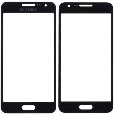 Стекло экрана под переклейку для Samsung Galaxy A3 A300, A300F, (4,5") (черное)