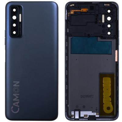 Задняя крышка для TECNO Camon 17P CG7n, с кнопками регулировки громкости и стеклом камеры (Magnet Black)