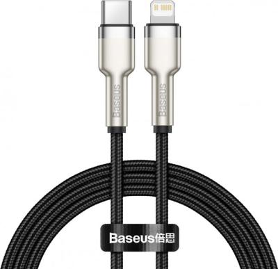 USB кабель Baseus Cafule Metal, Lightning/USB Type-C 20Вт, 1м, в нейлоновому обплетенні, чорний - інтернет-магазин запасних частин для телефонів та електроніки MaxService