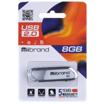 Флешка Mibrand Aligator, USB 2.0, USB-A, 8Gb (White)
