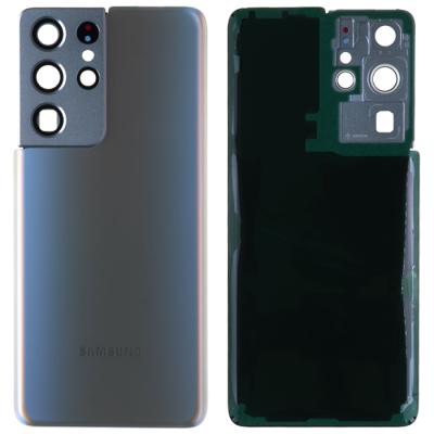 Задняя крышка для Samsung Galaxy S21 Ultra 5G G998, с стеклом камеры (оригинал Китай, Phantom Silver)