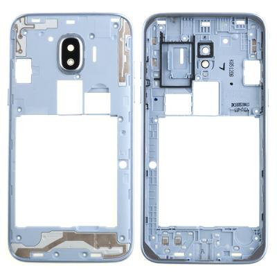 Средняя часть корпуса для Samsung Galaxy J2 2018 J250, J250F, с боковыми кнопками и стеклом камеры (оригинал Б/У, синяя)
