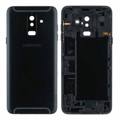Задняя крышка для Samsung Galaxy A6+ Plus 2018, A605, с боковыми кнопками, стеклом камеры и сканером (Black)