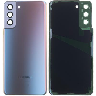 Задняя крышка для Samsung Galaxy S21+ 5G G996, с стеклом камеры, оригинал (Silver)
