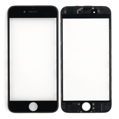 Стекло дисплея для iPhone 6s, с рамкой и сеткой динамика (черное) Стекло дисплея для iPhone 6s, с рамкой и сеткой динамика (черное)