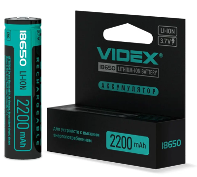 Аккумулятор 18650-P Videx (Li-ion, 2200mAh, 3,7В) - интернет-магазин запасных частей для телефонов и электроники MaxService
