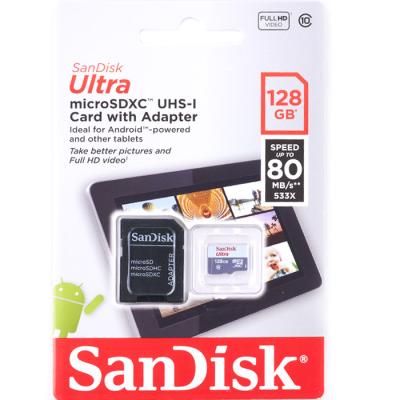 Картка пам'яті SanDisk Ultra UHS-1, 128Gb, SD-Adapter, до 80 Мб/с - інтернет-магазин запасних частин для телефонів та електроніки MaxService
