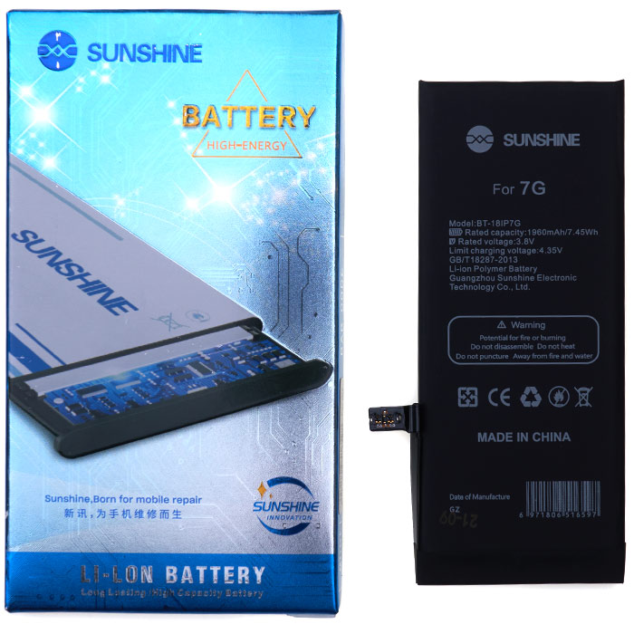 Аккумулятор для iPhone 7 Sunshine (Li-Polymer, 3.82В, 1960mAh) - интернет-магазин запасных частей для телефонов и электроники MaxService