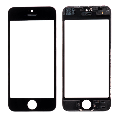 Стекло экрана под переклейку для iPhone 5s/SE, с рамкой и сеткой динамика (черный) Стекло экрана под переклейку для iPhone 5s/SE, с рамкой и сеткой динамика (черный)