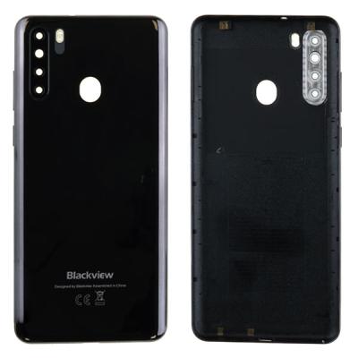 Задняя крышка для Blackview A80 Pro, с боковыми кнопками и стеклом камеры (оригинал (снят с нового телефона), черная)