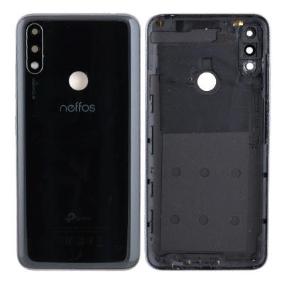 Задняя крышка для TP-Link Neffos X20 Pro TP9131A, с боковыми кнопками и стеклом камеры, оригинал (Service Original, черная)