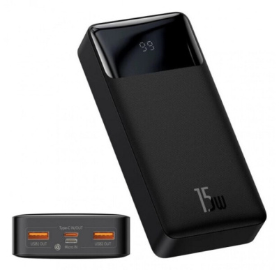 Power Bank Baseus Bipow 20000mAh 15W (PPDML-J01) Black - інтернет-магазин запасних частин для телефонів та електроніки MaxService