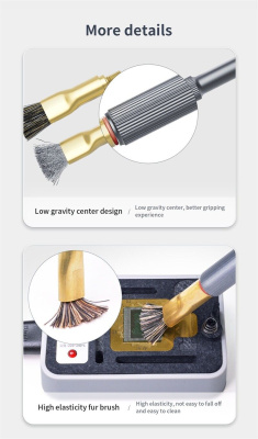 Щітка QianLi 012 iHilt Low Gravity Center Steel / Fur Brush для очищення - інтернет-магазин запасних частин для телефонів та електроніки MaxService