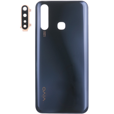Задняя крышка для Vivo Y19 (1915), с стеклом камеры (Magnetic Black)